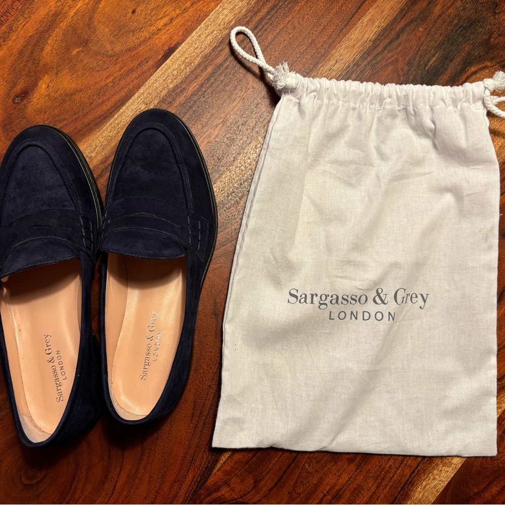 Women’s Navy Suede Loafers